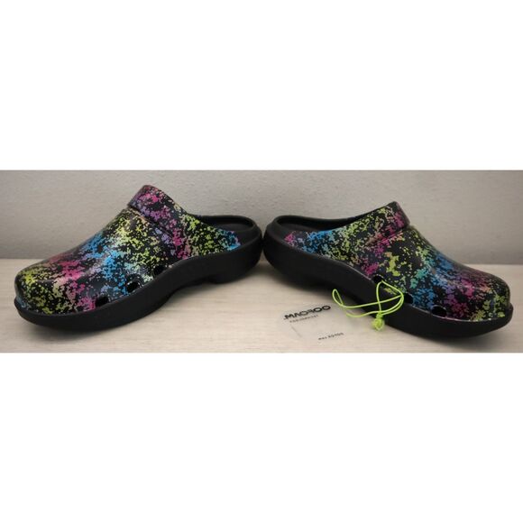 OOFOS Women's Sz 39 US 8 Black Multicolor Splatter OOFOAM Slip-On Clogs - Picture 14 of 15